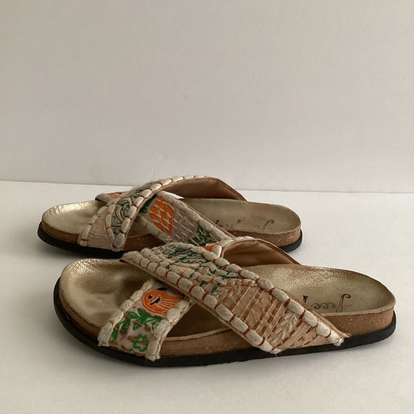 Free People Wildflower Patchwork Kantha Sandals Womens Size 38 Summer Hippie Y2K - Picture 2 of 10